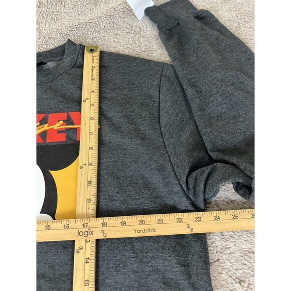 Disney Mens Size L Mickey Mouse Original Charcoal Heather Fleece Sweatshirt NEW - Picture 6 of 13